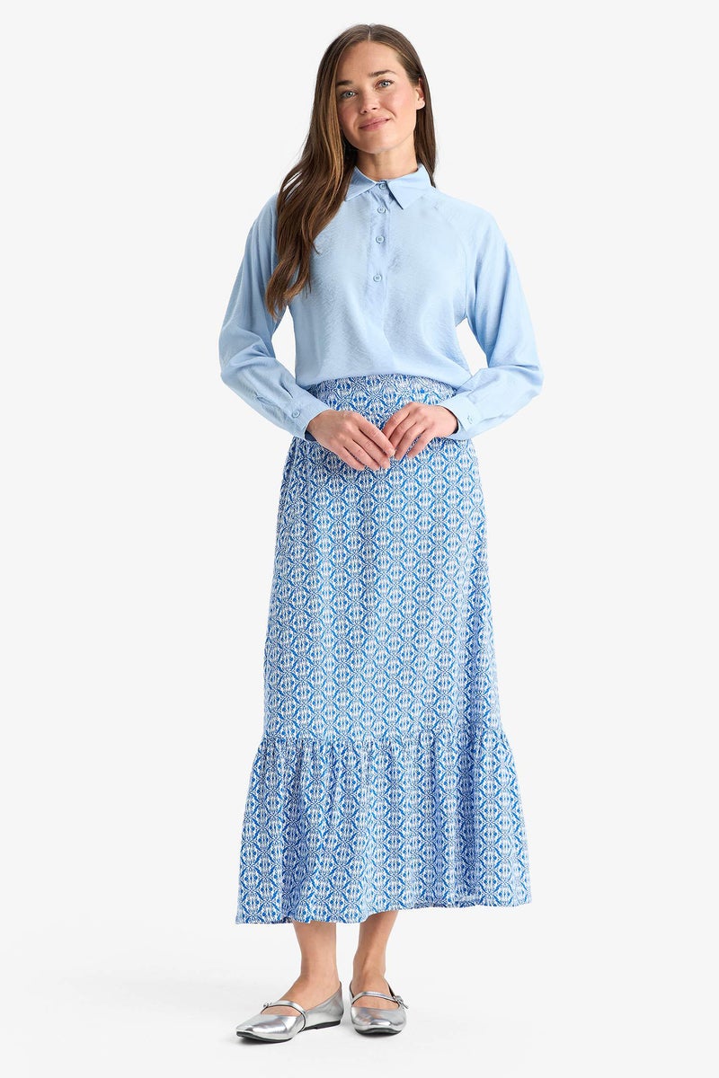 DeFacto Blue Woman Printed Maxi Skirt Casual - Image 3